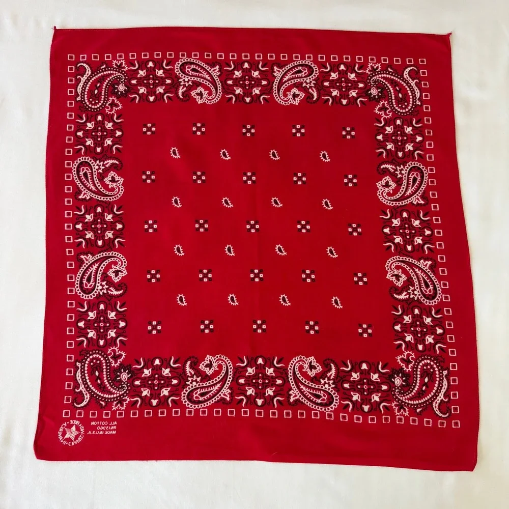 Vintage 1970s 1980s Bandana Lot of 3 All Cotton Fast Color RN 13960 Pink & Red